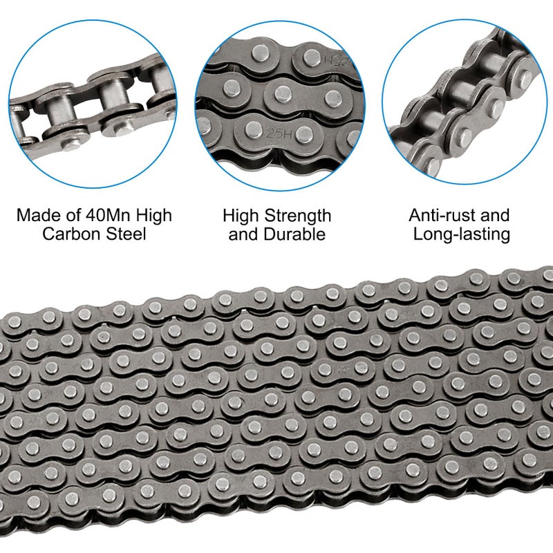 Belleone #25 Roller Chain - 10 Feet #25 Chain with 10 Connecting Links & Chain Breaker for Go Karts, Mini Bikes, Scooters, Dirt Bikes, Razor Motorcycles, Pocket Bike and Bycicles - 480 Links - Image 3
